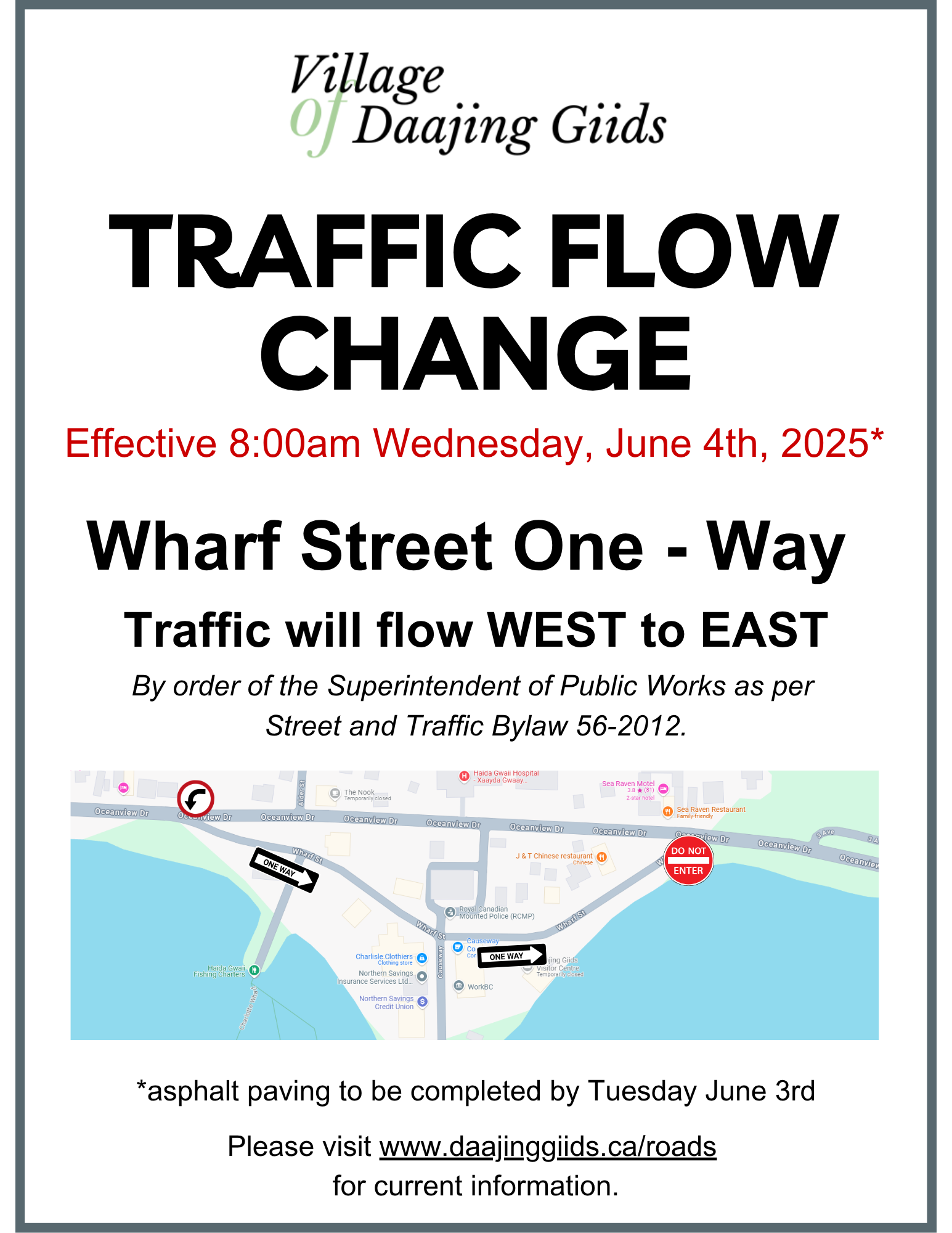 VILLAGE OF DAAJING GIIDS Traffic Flow Change (8.5 x 11 in)